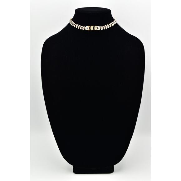 Christian Dior Vintage Logo Choker Necklace Revolution Crystal Authentic Y2K - Picture 3 of 12